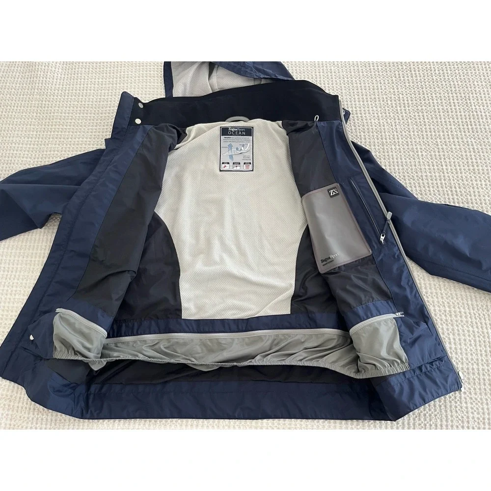 Zegna Sport Waterproof Rain Ocean Jacket Coat Mens Medium Navy Blue Windbreaker
